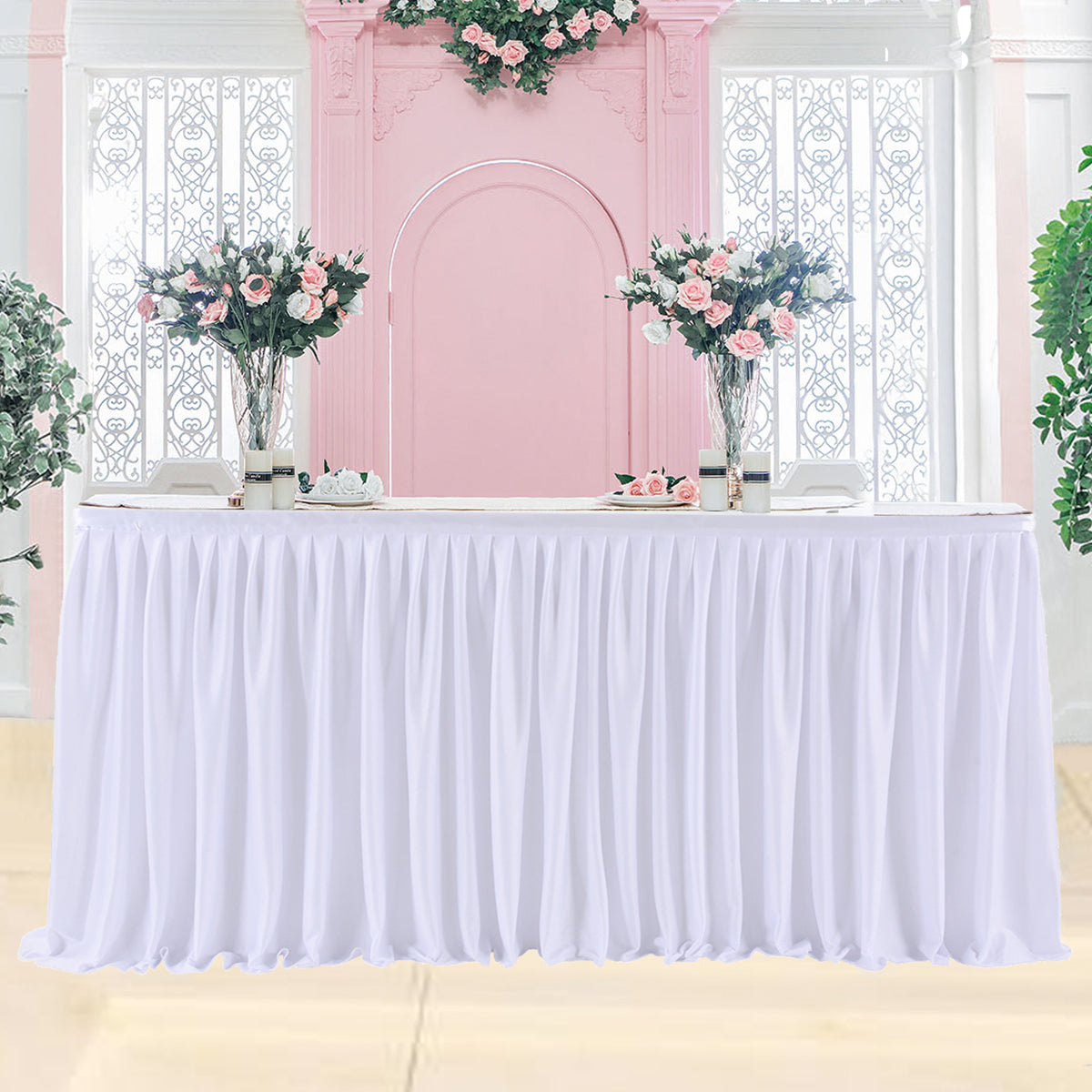 Polyester Pleated Ruffle Table Skirt Cloth