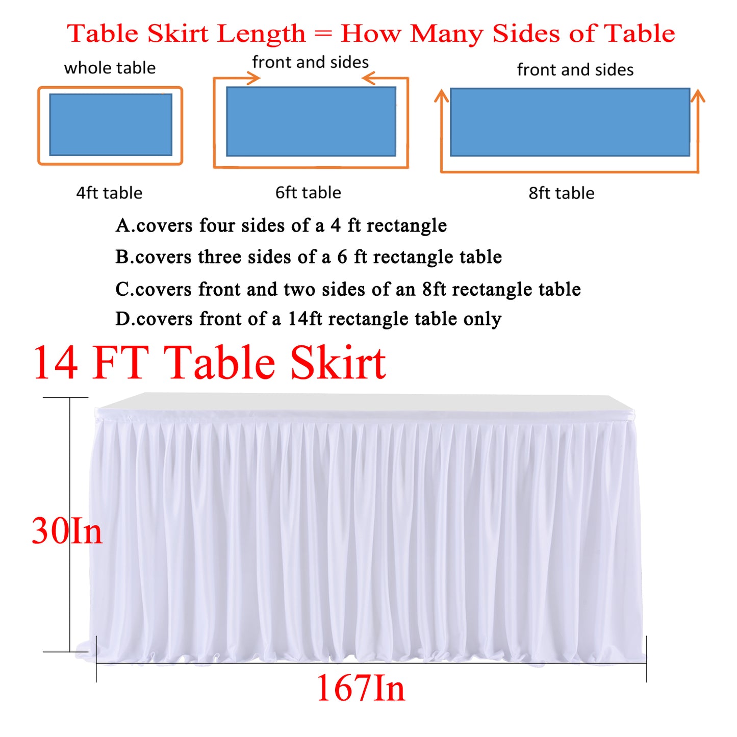 Polyester Pleated Ruffle Table Skirt Cloth