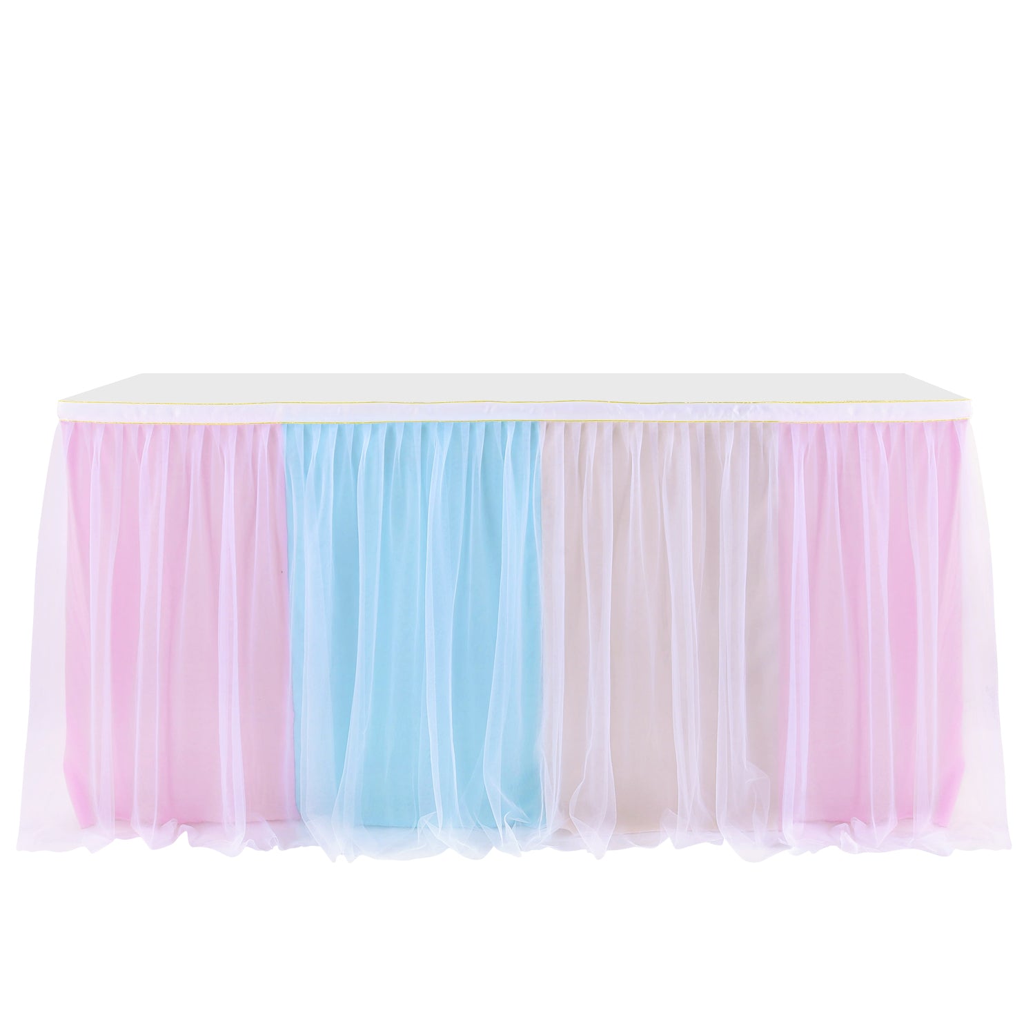 Gold Brim Tulle Table Skirt Suppromo