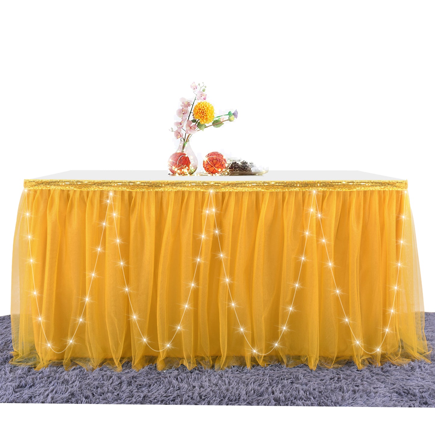 Tulle Table Skirt with Led Light