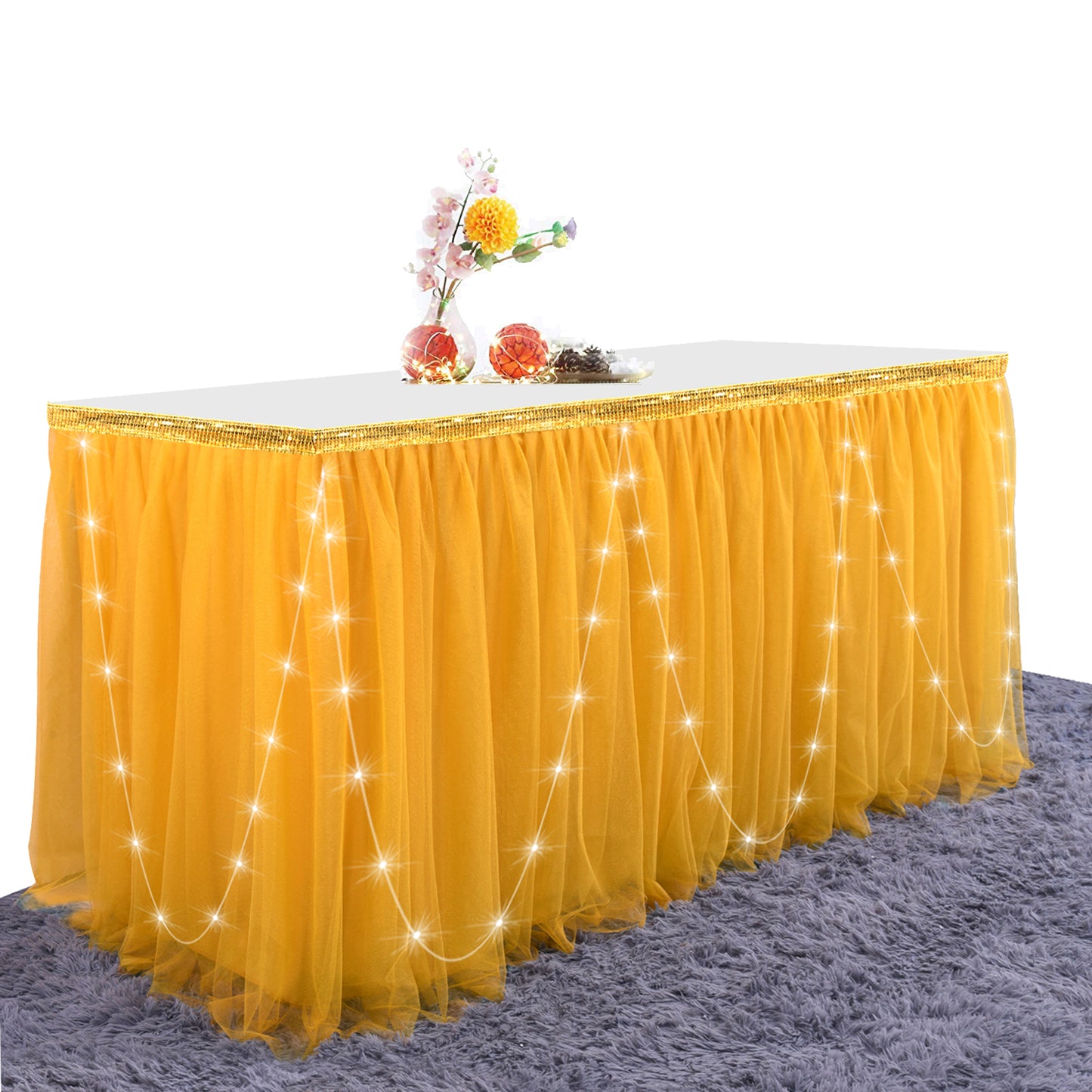 Tulle Table Skirt with Led Light