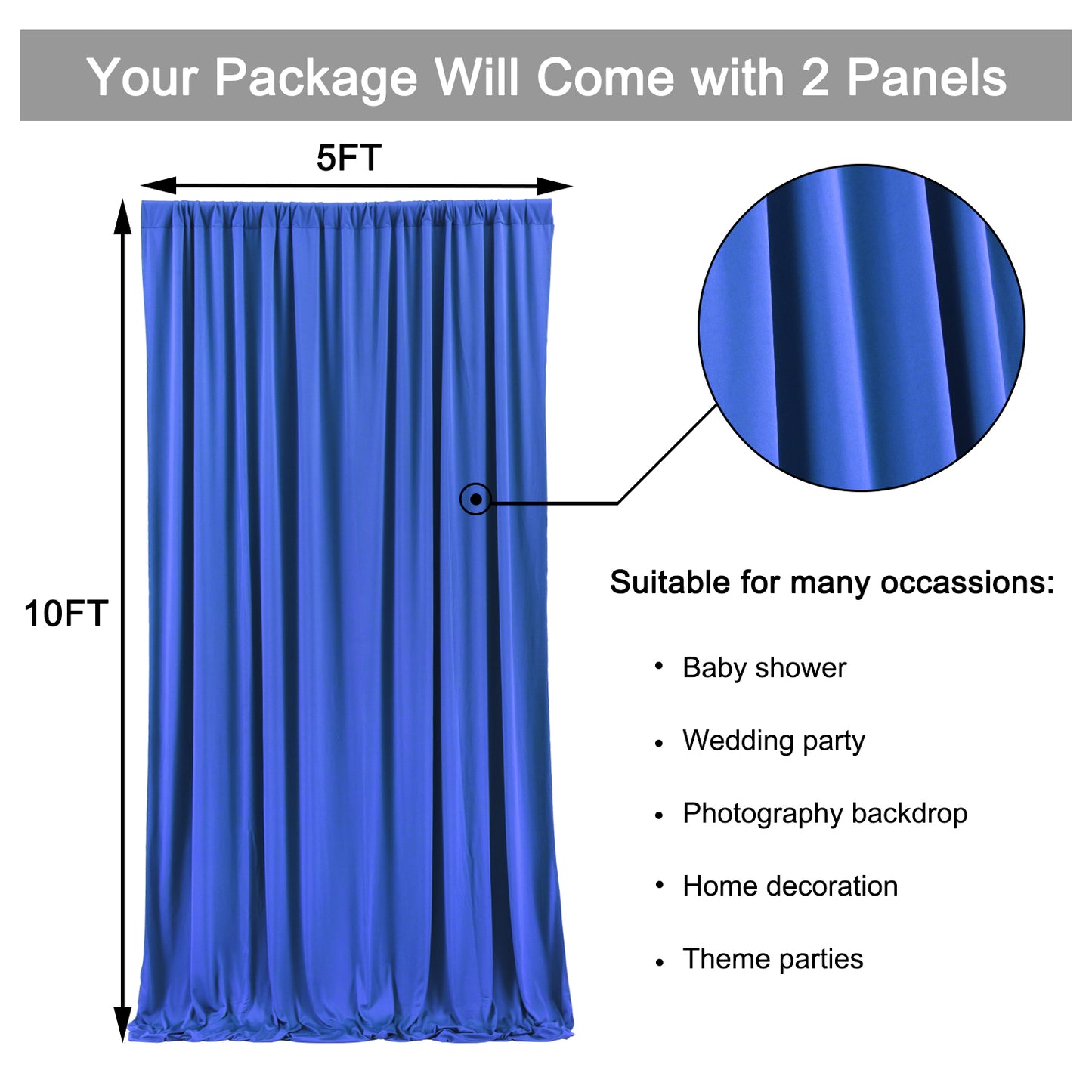 10ft x 10ft Wrinkle Free Backdrop Curtain