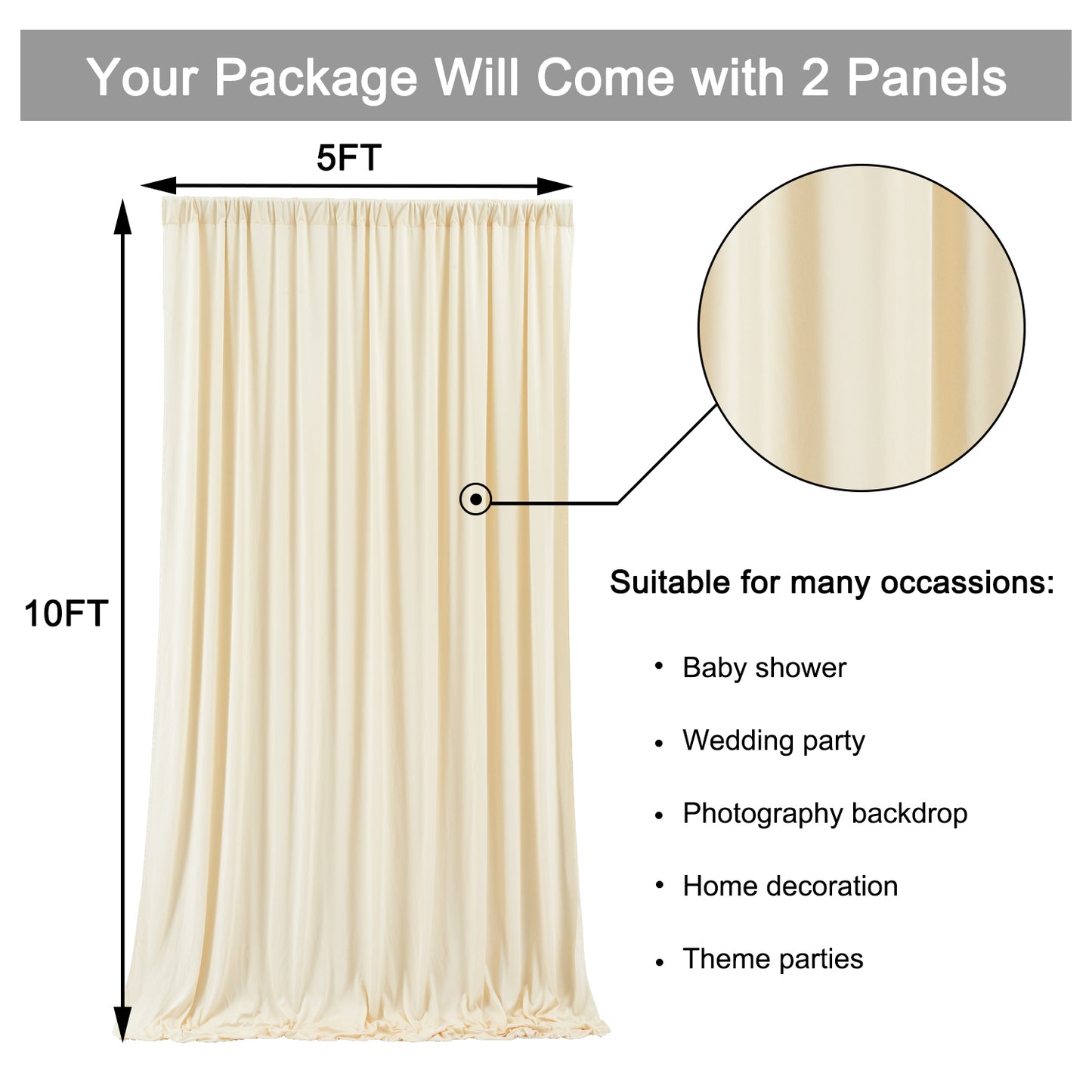 10ft x 10ft Wrinkle Free Backdrop Curtain