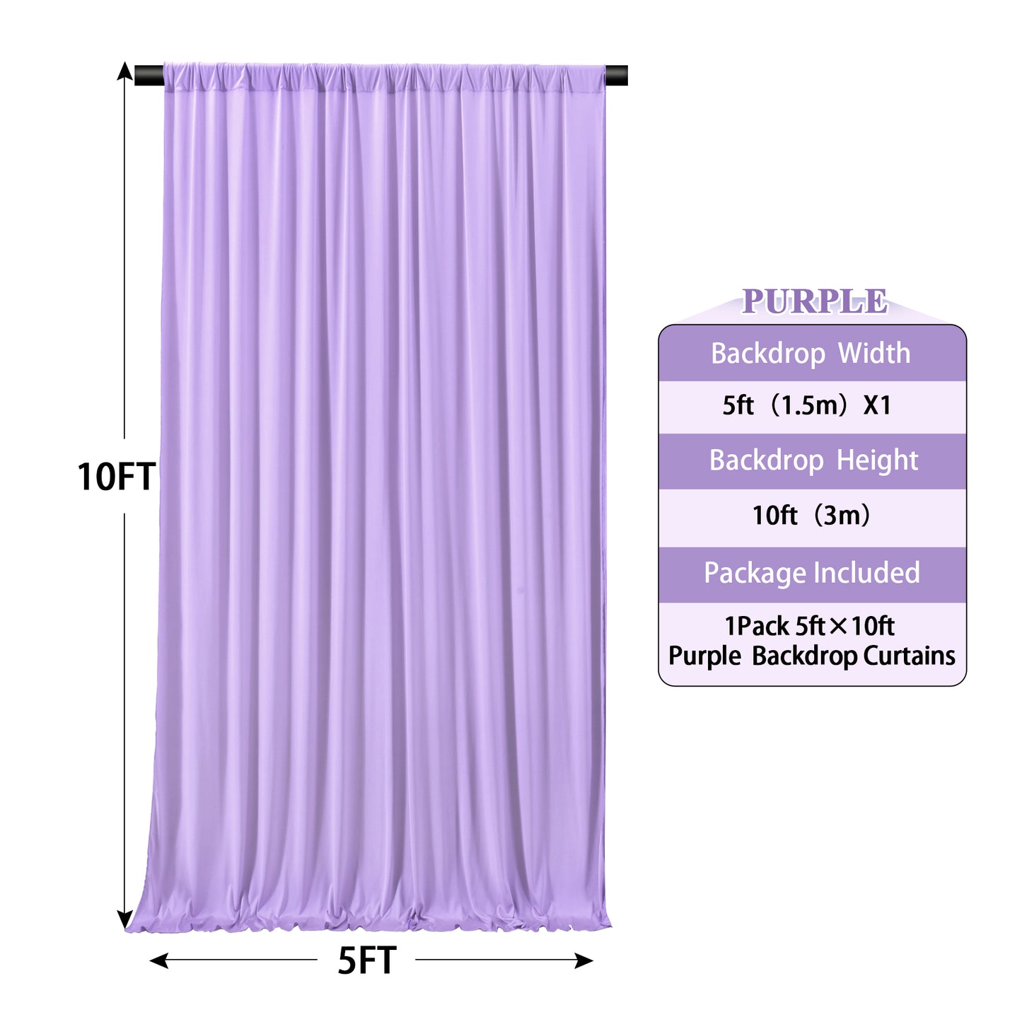 10ft x 10ft Wrinkle Free Backdrop Curtain