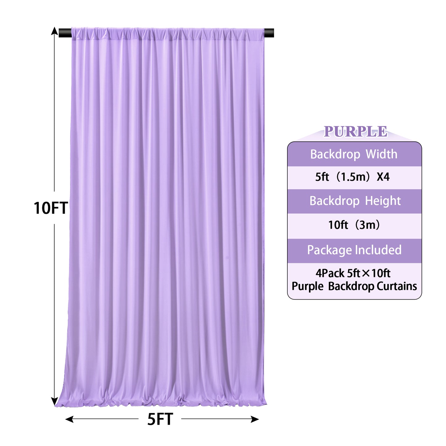 10ft x 10ft Wrinkle Free Backdrop Curtain