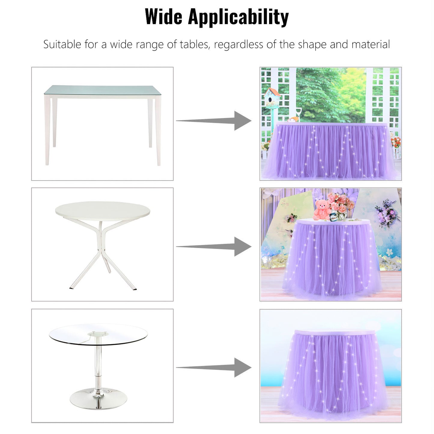 Tulle Table Skirt with Led Light