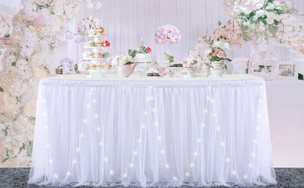 Tulle Table Skirt with Led Light