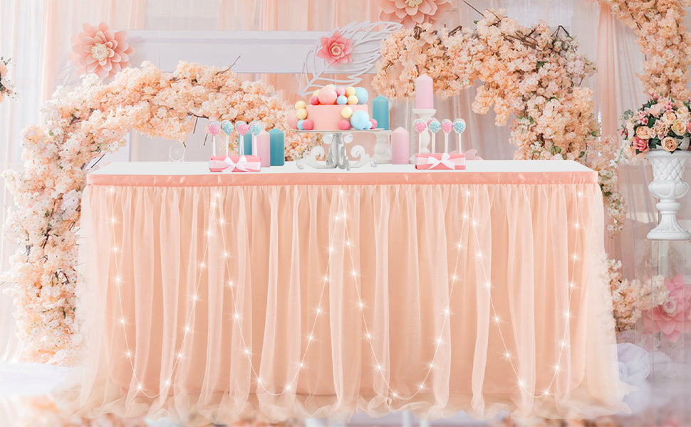 Tulle Table Skirt with Led Light