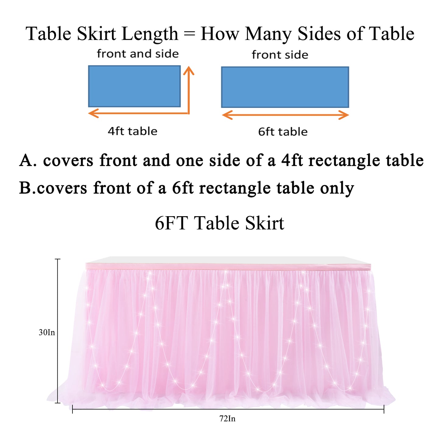 Tulle Table Skirt with Led Light