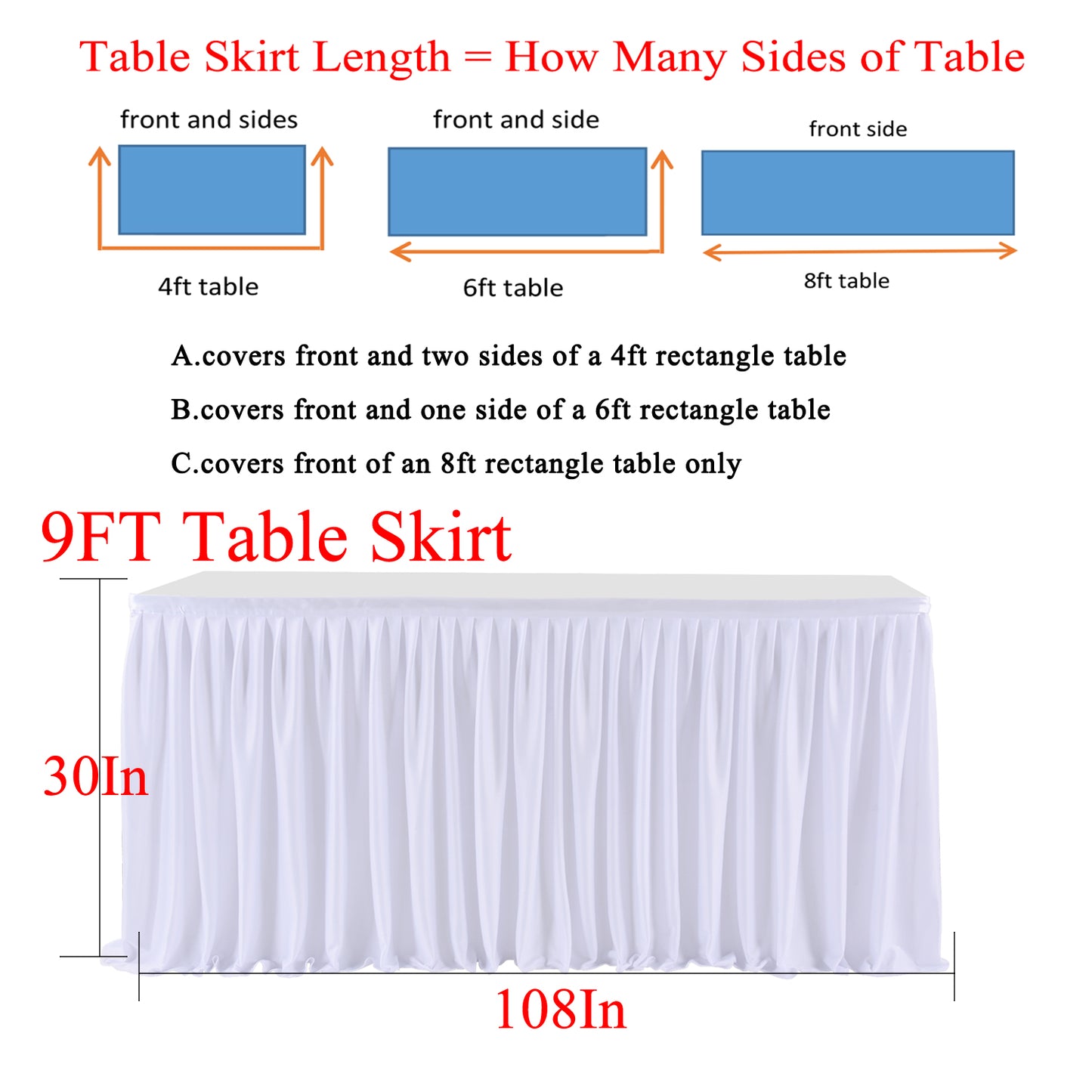 Polyester Pleated Ruffle Table Skirt Cloth