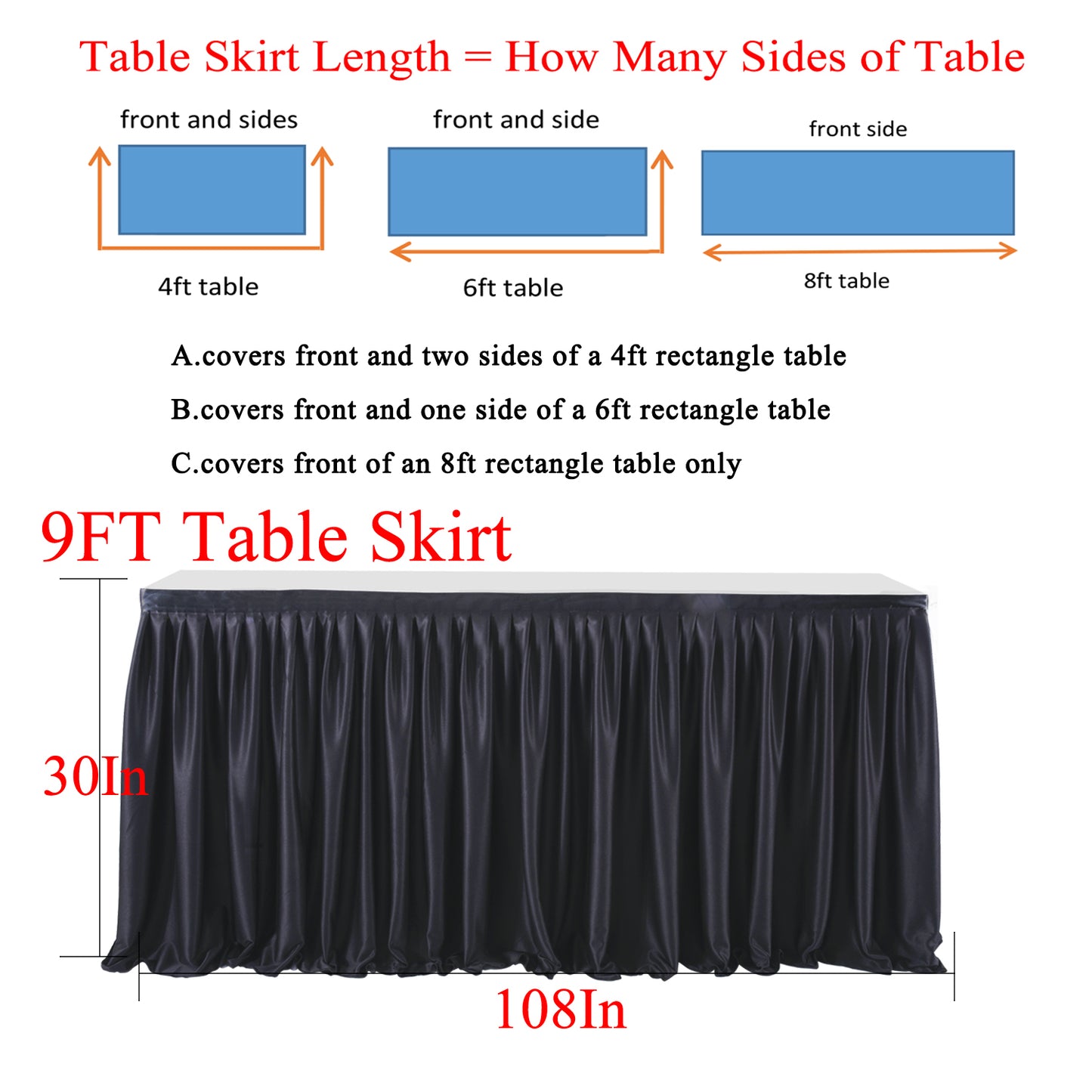 Polyester Pleated Ruffle Table Skirt Cloth