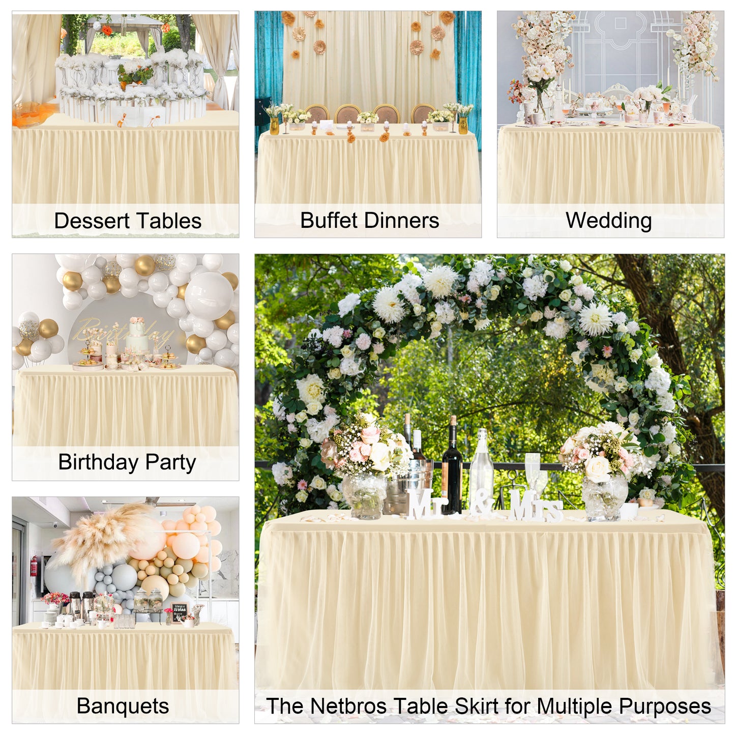 Tablecloth with tulle skirt