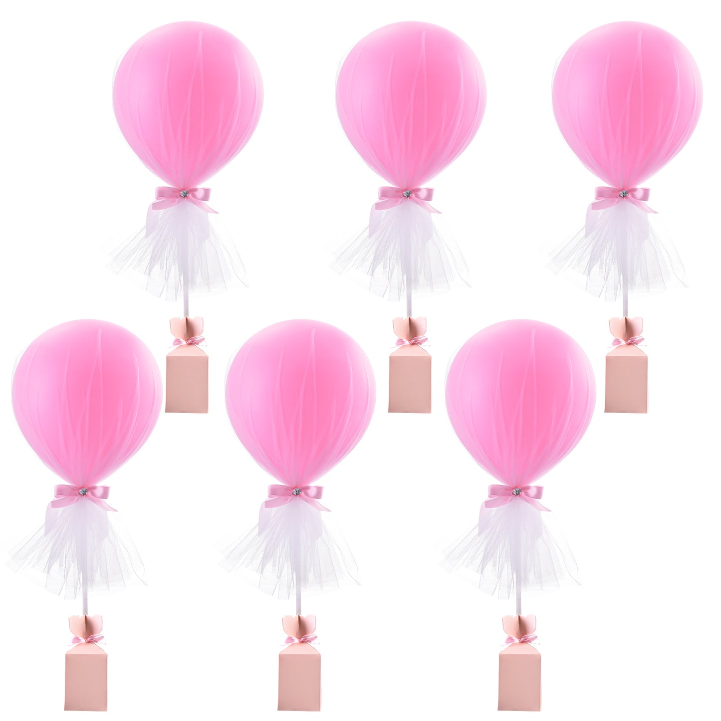 Pink Tulle Tutu Balloons With Candy Box For Baby Shower Centerpieces Girls Butterflies Birthday Party Wedding Table Decorations, With Inflate Balloons Pump, 6 Packs