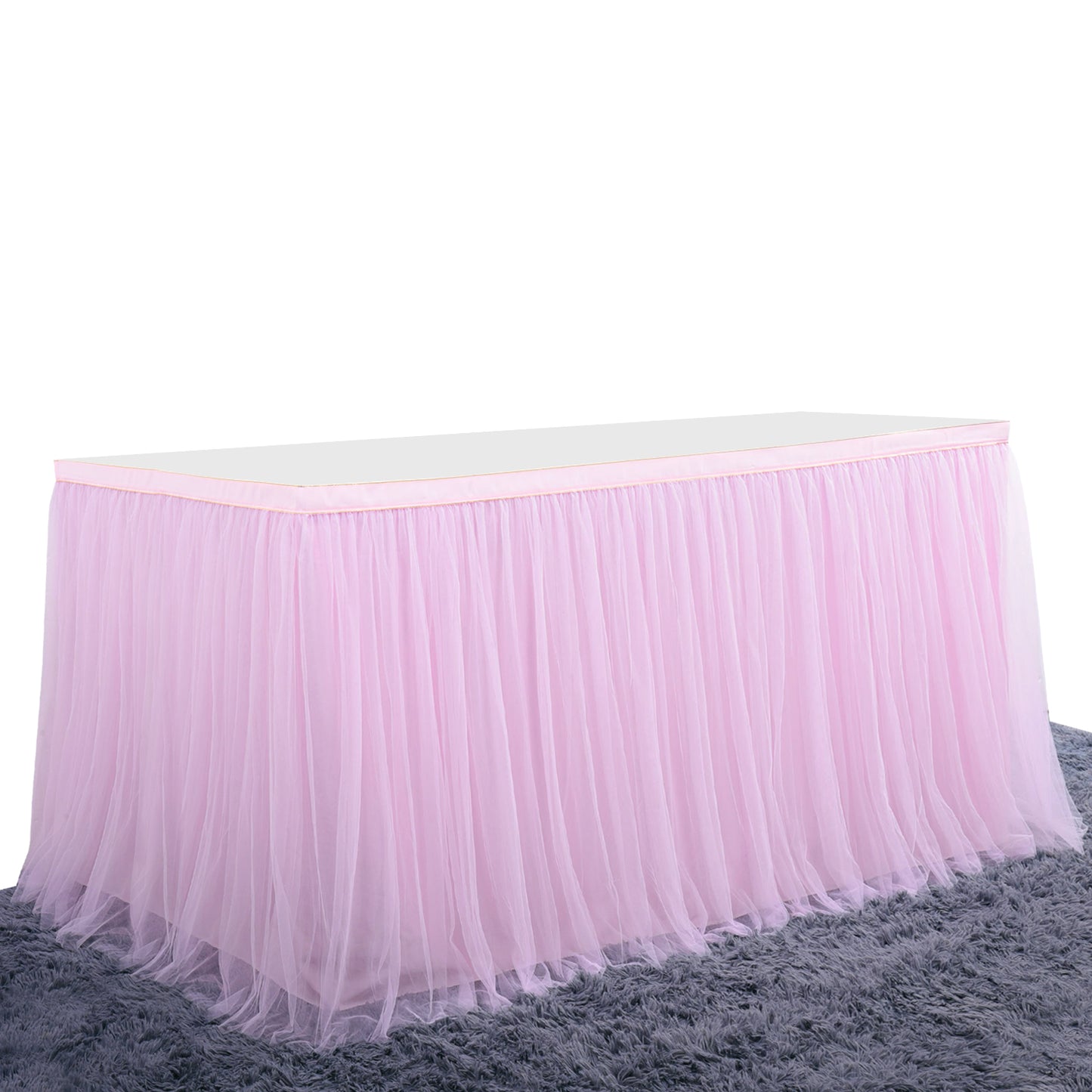 Gold Brim Tulle Table Skirt