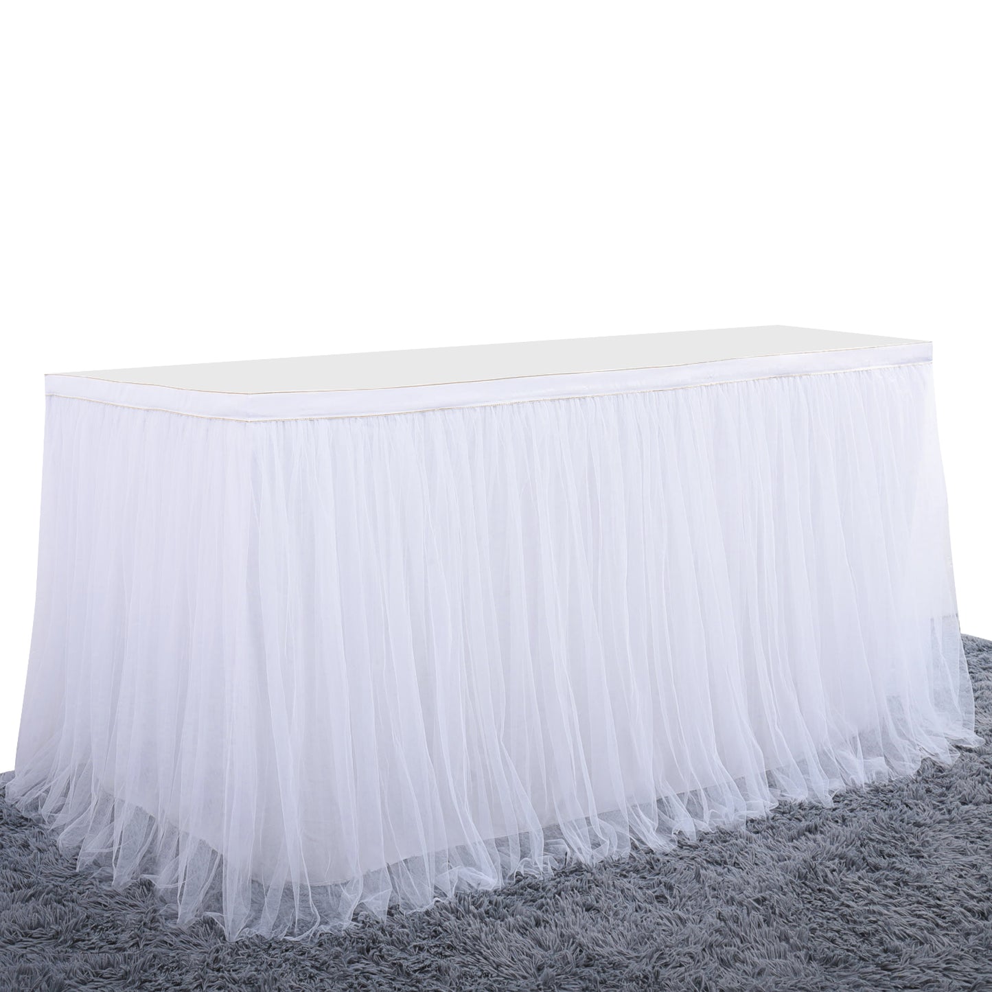 Gold Brim Tulle Table Skirt