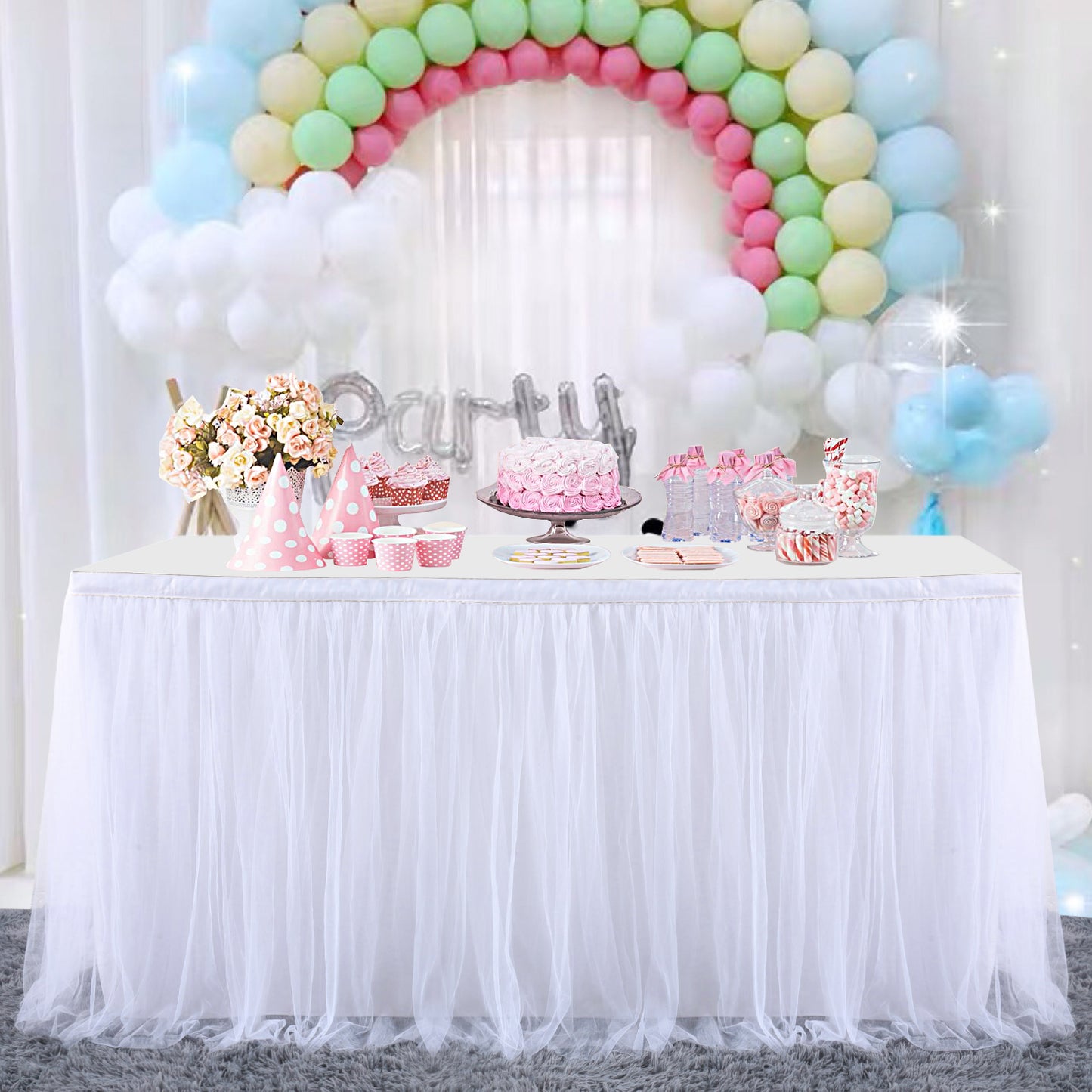 Gold Brim Tulle Table Skirt