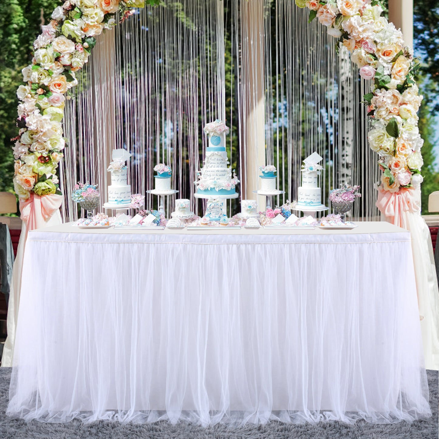 Gold Brim Tulle Table Skirt