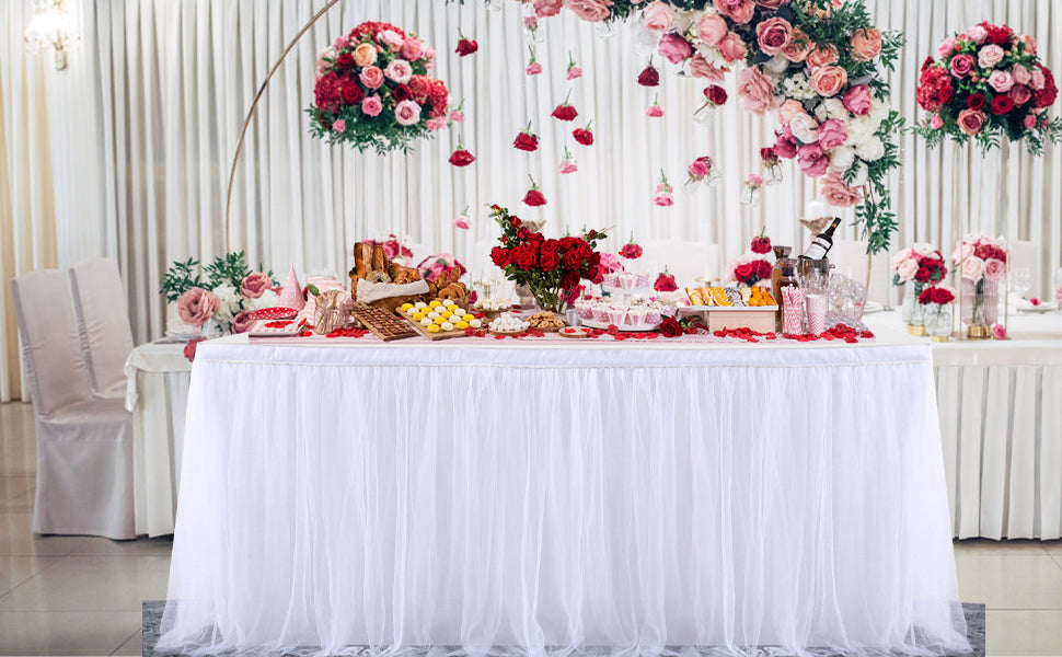 Gold Brim Tulle Table Skirt