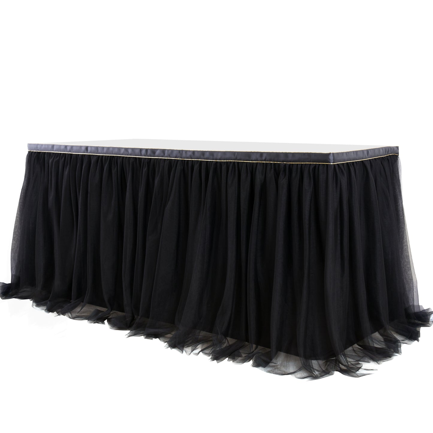 Gold Brim Tulle Table Skirt