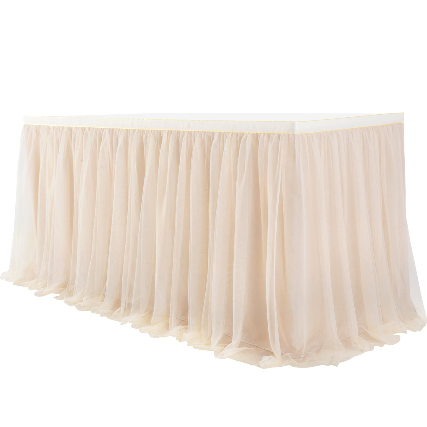 Gold Brim Tulle Table Skirt